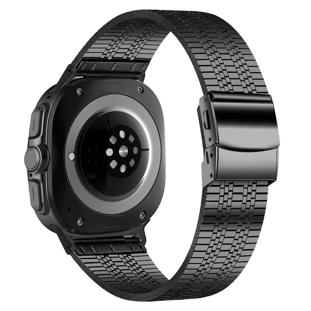 Watch Band For Samsung Galaxy Watch8 44mm / 40mm / Watch8 Classic 46mm 5-Bead Black Stainless Steel Strap - 1