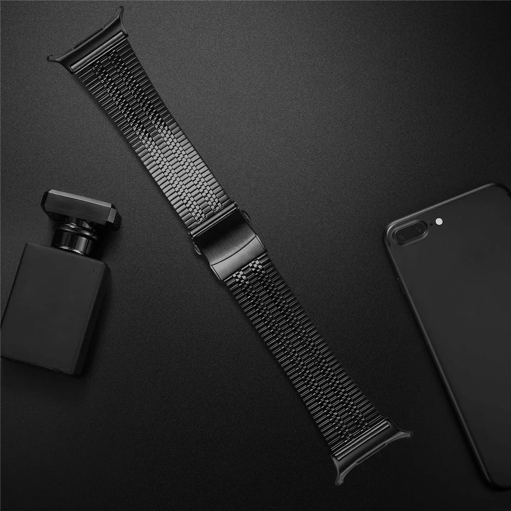 Watch Band For Samsung Galaxy Watch8 44mm / 40mm / Watch8 Classic 46mm 5-Bead Black Stainless Steel Strap - 4