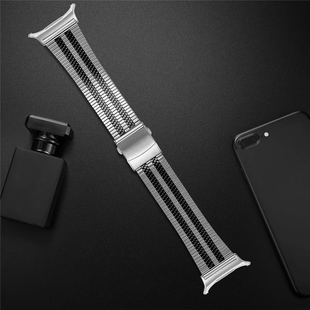 5-Bead Colored Strap for Samsung Galaxy Watch8 44mm / 40mm / Watch8 Classic 46mm Metal Watch Band - Black / Silver - 4