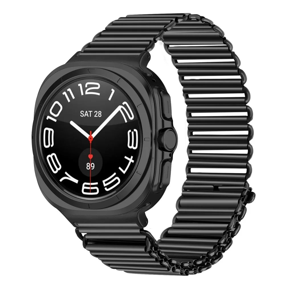 Colored Loop Strap for Samsung Galaxy Watch8 44mm / 40mm / Watch8 Classic 46mm Metal Watch Band Slingshot Buckle - Black - 2