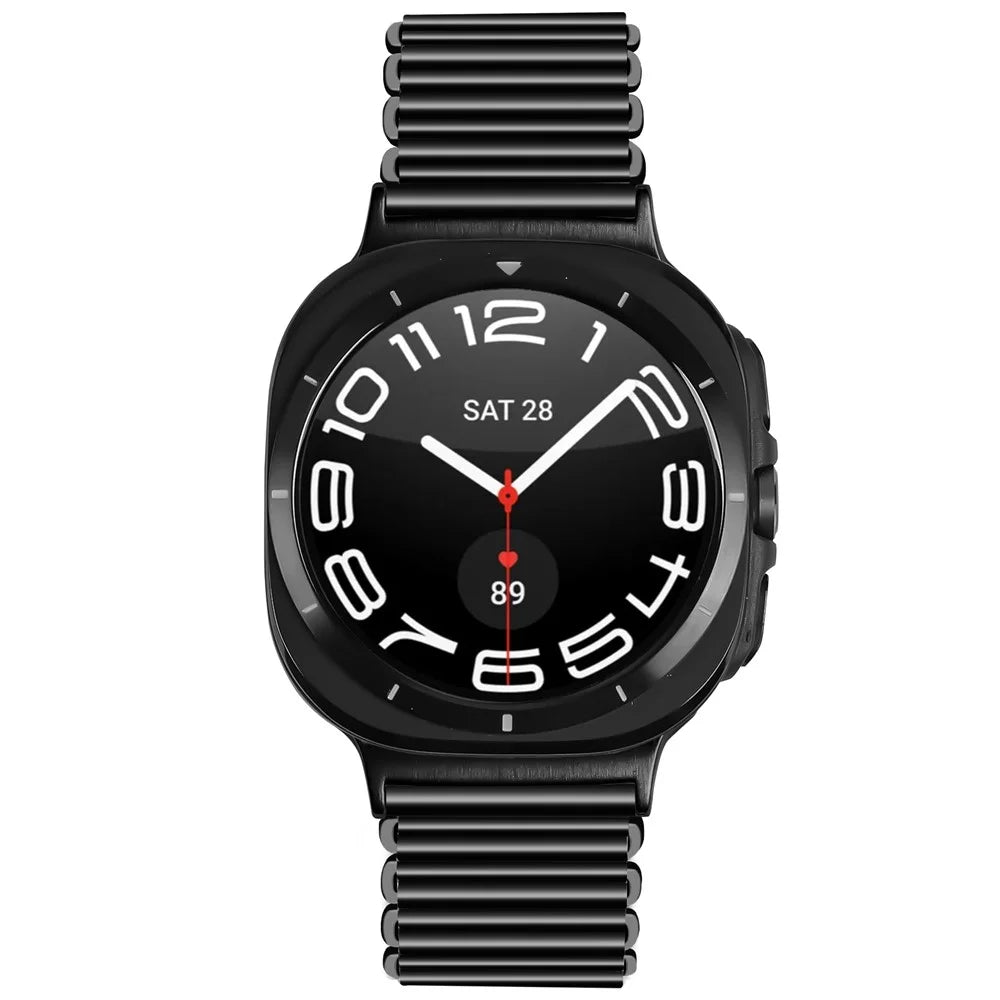 Colored Loop Strap for Samsung Galaxy Watch8 44mm / 40mm / Watch8 Classic 46mm Metal Watch Band Slingshot Buckle - Black - 3