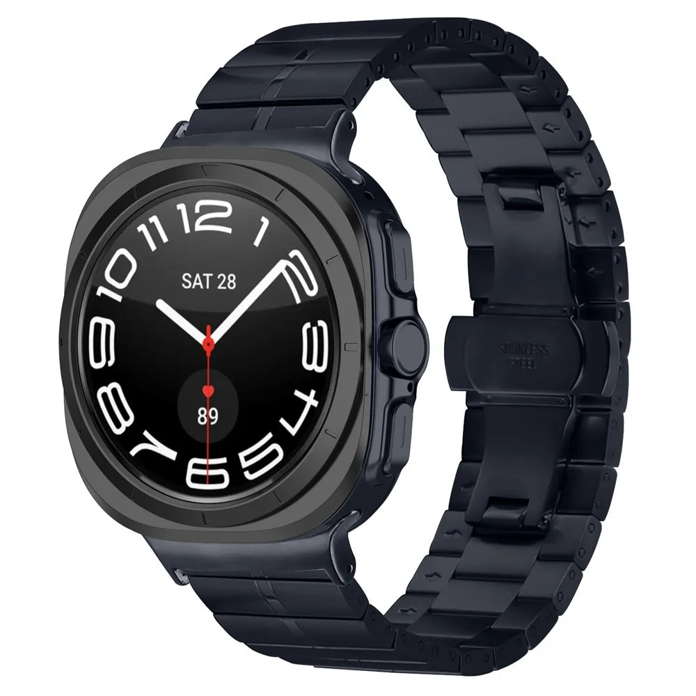 Watch Band For Samsung Galaxy Watch8 44mm / 40mm / Watch8 Classic 46mm Titanium Grey Stainless Steel Butterfly Buckle Strap - 3