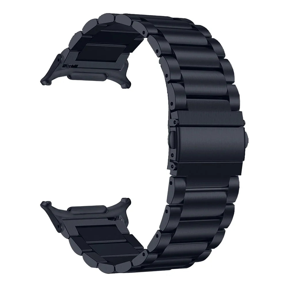 Watch Band for Samsung Galaxy Watch8 44mm / 40mm / Watch8 Classic 46mm 3-Bead Metal Strap, Dark Grey - 1