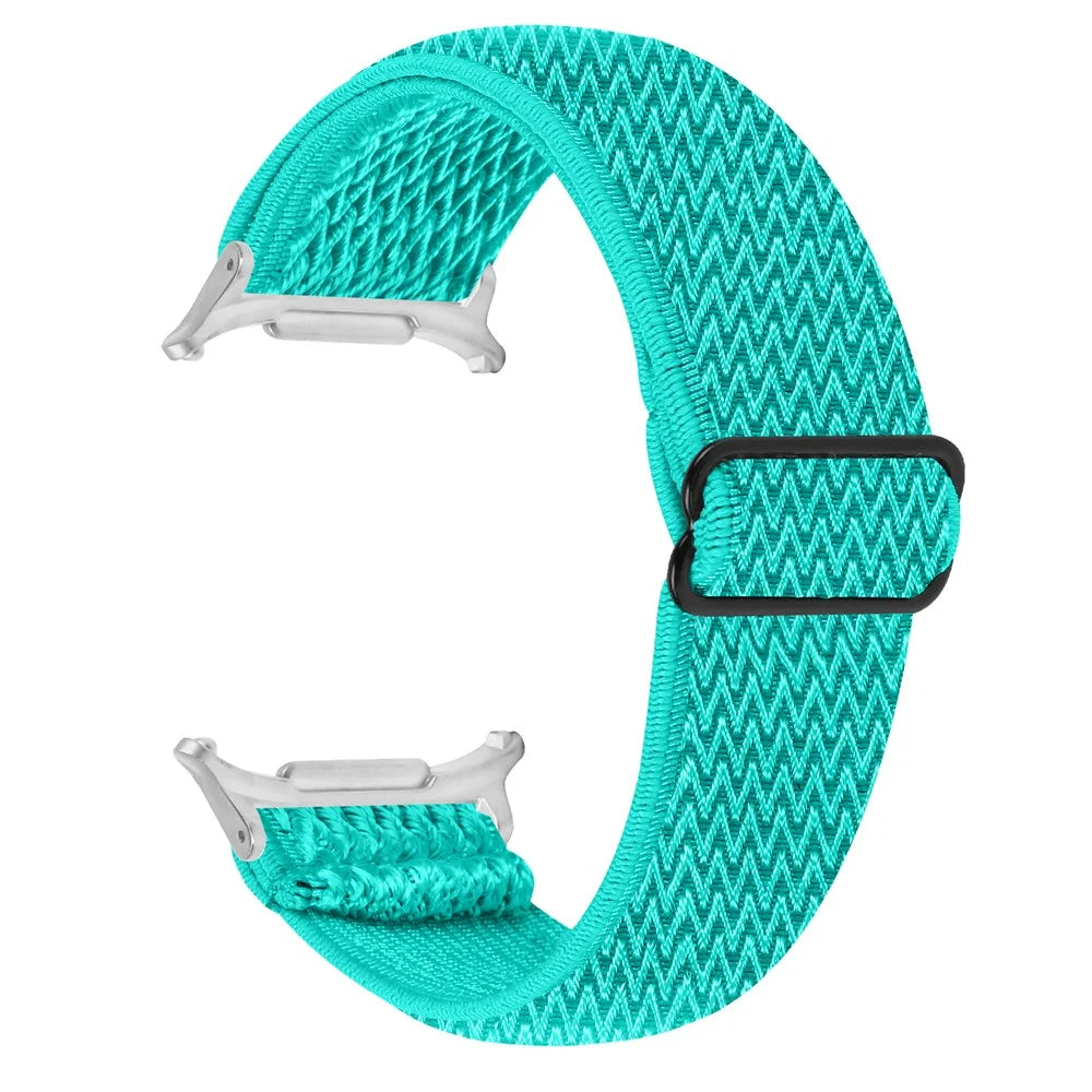 Nylon Watch Band For Samsung Galaxy Watch8 44mm / 40mm / Watch8 Classic 46mm Elastic Wrist Strap with Silver Connector - Mint Green - 1