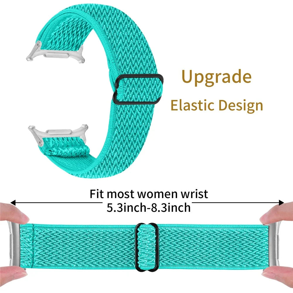 Nylon Watch Band For Samsung Galaxy Watch8 44mm / 40mm / Watch8 Classic 46mm Elastic Wrist Strap with Silver Connector - Mint Green - 3