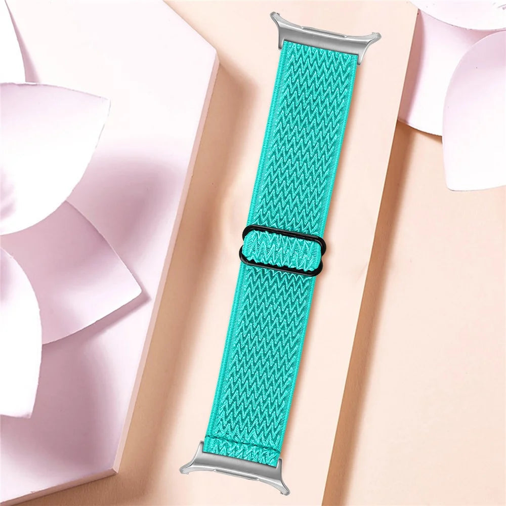 Nylon Watch Band For Samsung Galaxy Watch8 44mm / 40mm / Watch8 Classic 46mm Elastic Wrist Strap with Silver Connector - Mint Green - 4