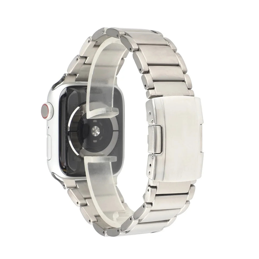 One Bead Titanium Steel Watchband Replacement Strap for Apple Watch Ultra 3 2 1 49mm / Series 11 10 46mm / 9 8 7 45mm / SE3 SE2 SE 6 5 4 44mm / 3 2 1 42mm - Silver - 3