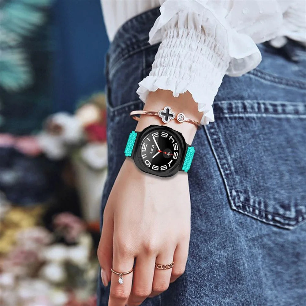 Elastic Band for Samsung Galaxy Watch8 44mm / 40mm / Watch8 Classic 46mm Watch Strap with Black Connector - Mint Green - 5