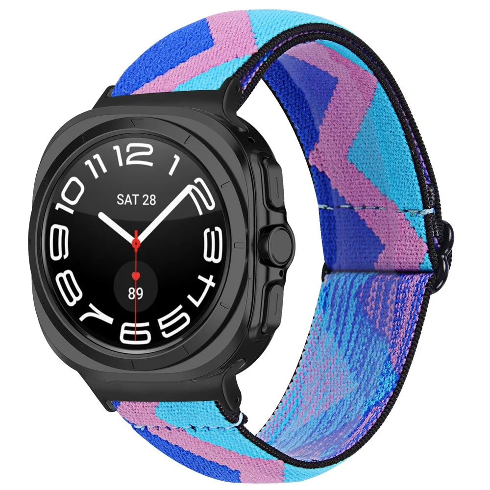 Pattern Design Watch Band for Samsung Galaxy Watch8 44mm / 40mm / Watch8 Classic 46mm Elastic Strap with Black Connector - 1# - 2