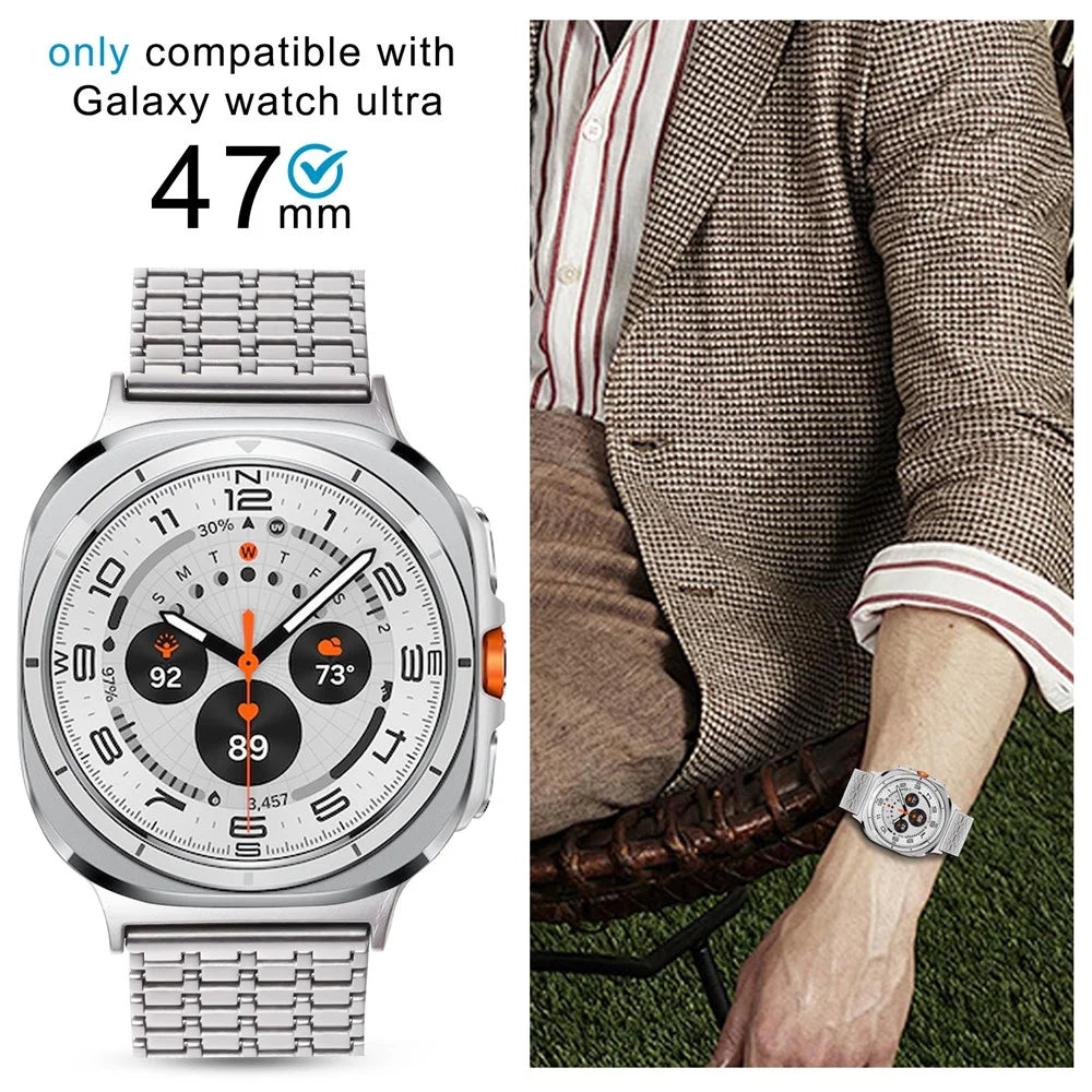 Metal Bands for Samsung Galaxy Watch8 44mm / 40mm / Watch8 Classic 46mm Magnetic Clasp Silver Watch Strap - 3