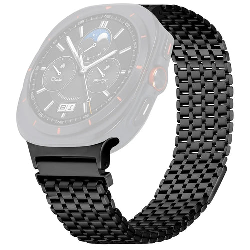 Watch Band For Samsung Galaxy Watch8 44mm / 40mm / Watch8 Classic 46mm Stainless Steel Magnetic Nine-Bead Strap - Black - 1