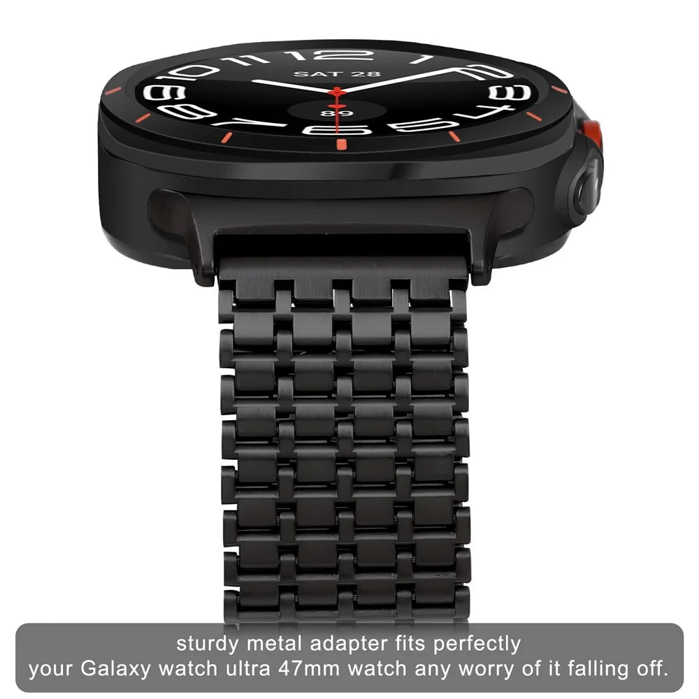 Watch Band For Samsung Galaxy Watch8 44mm / 40mm / Watch8 Classic 46mm Stainless Steel Magnetic Nine-Bead Strap - Black - 4