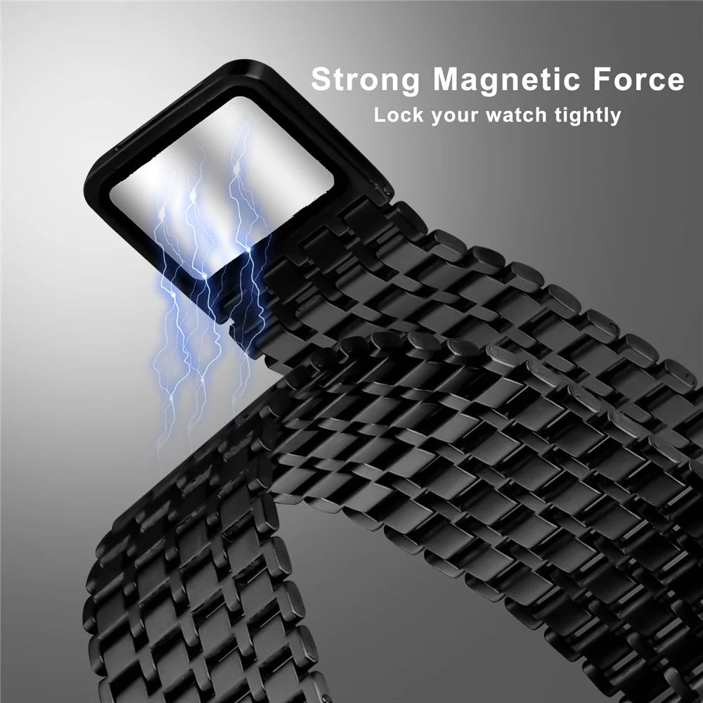 Watch Band For Samsung Galaxy Watch8 44mm / 40mm / Watch8 Classic 46mm Stainless Steel Magnetic Nine-Bead Strap - Black - 5