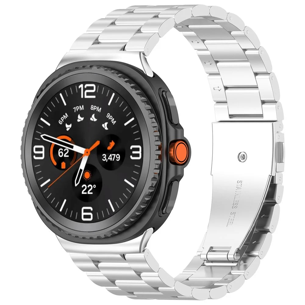 3-Bead Watch Strap for Samsung Galaxy Watch8 44mm / 40mm / Watch8 Classic 46mm Stainless Steel Wrist Band - Silver - 4