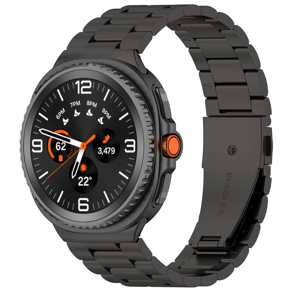 3-Bead Watch Strap for Samsung Galaxy Watch8 44mm / 40mm / Watch8 Classic 46mm Stainless Steel Wrist Band - Black - 2