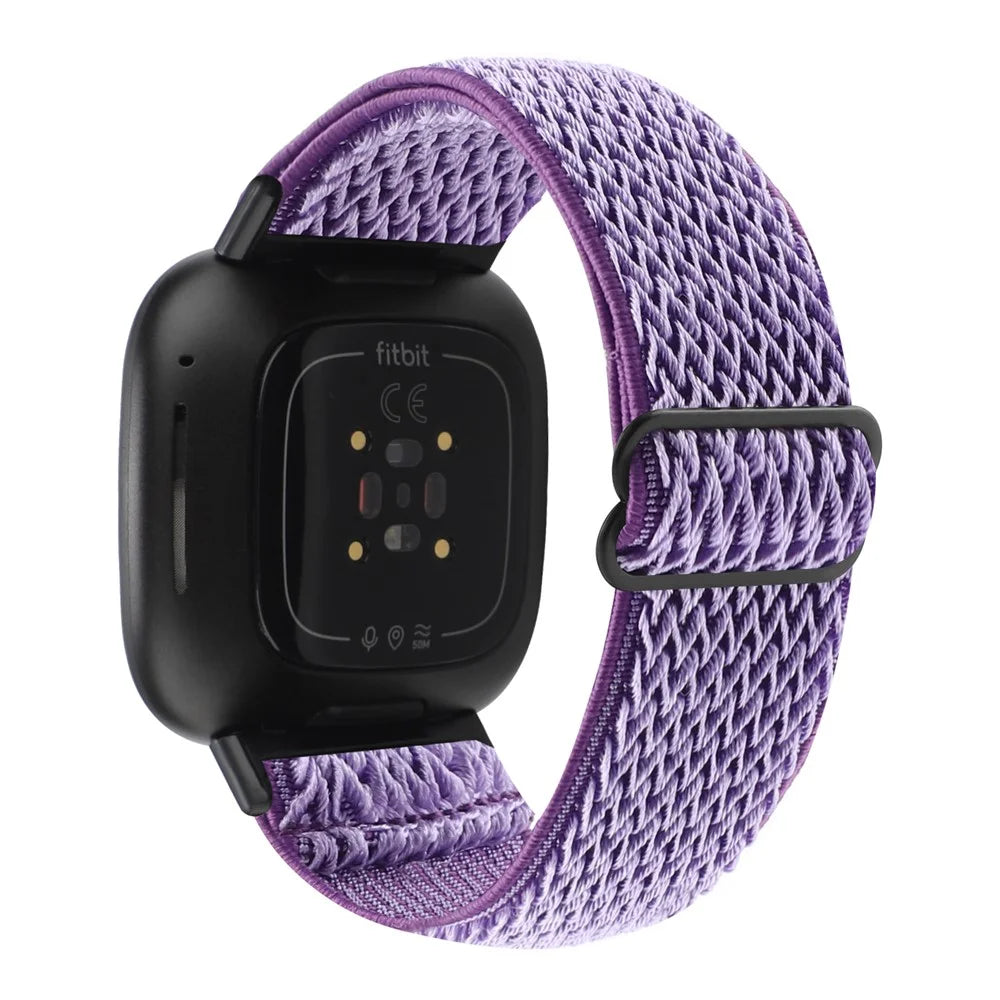 Adjustable Nylon Wave Pattern Smart Watchband Wrist Strap Belt for Fitbit Versa 3 / Versa Sense - Purple - 1