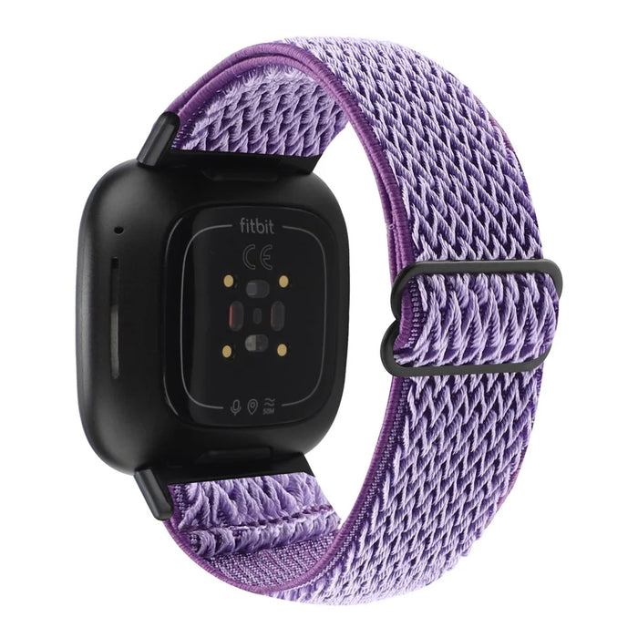 Adjustable Nylon Wave Pattern Smart Watchband Wrist Strap Belt for Fitbit Versa 3 / Versa Sense - Purple - 1