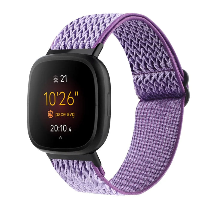 Adjustable Nylon Wave Pattern Smart Watchband Wrist Strap Belt for Fitbit Versa 3 / Versa Sense - Purple - 2