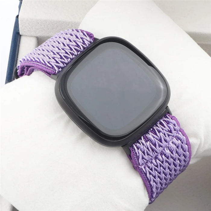 Adjustable Nylon Wave Pattern Smart Watchband Wrist Strap Belt for Fitbit Versa 3 / Versa Sense - Purple - 4