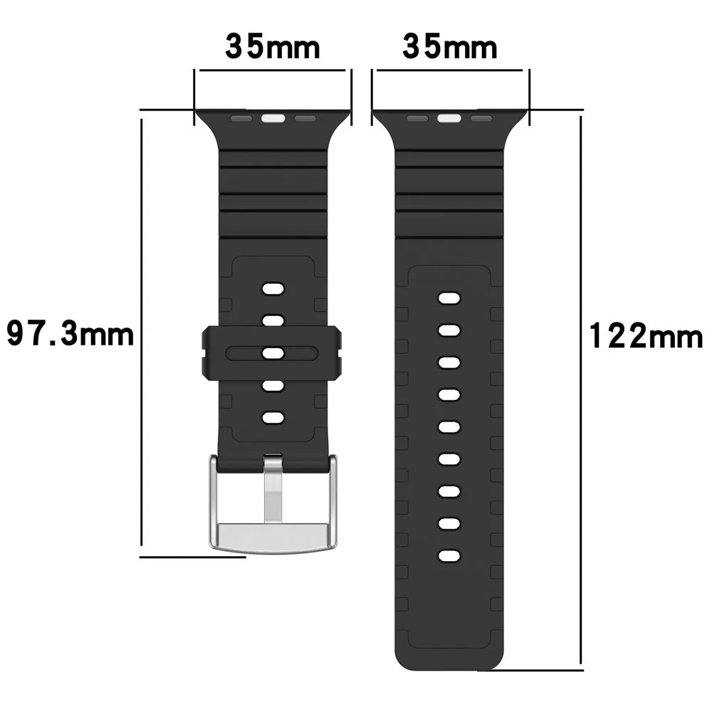 Watch Strap for Apple Watch Ultra 3 2 1 49mm / Series 11 10 46mm / 9 8 7 45mm / SE3 SE2 SE 6 5 4 44mm / 3 2 1 42mm  Textured Dual Color Silicone Band - Black / Orange - 7