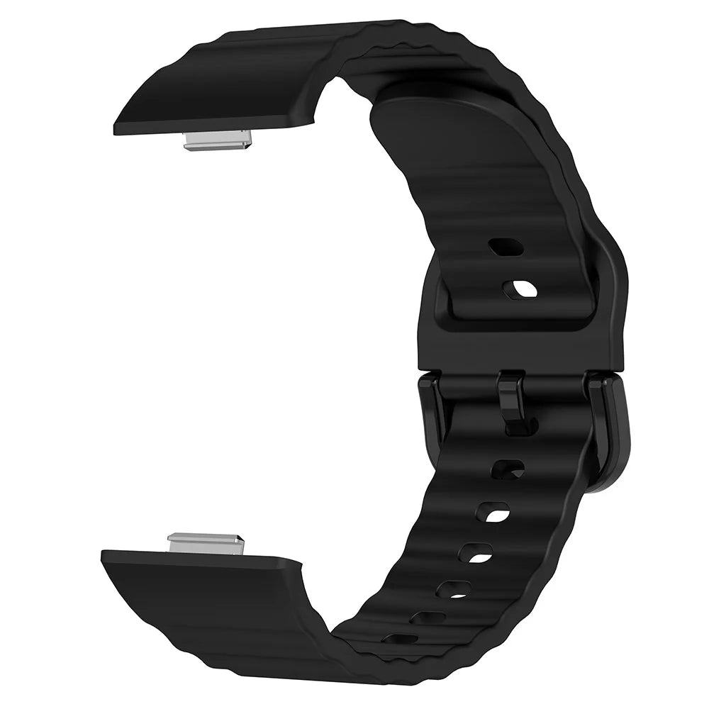 Replacement Silicone Strap for Huawei Watch Fit 3 / 4 / 4 Pro Wave Pattern Smart Watch Wrist Band - Black - 2