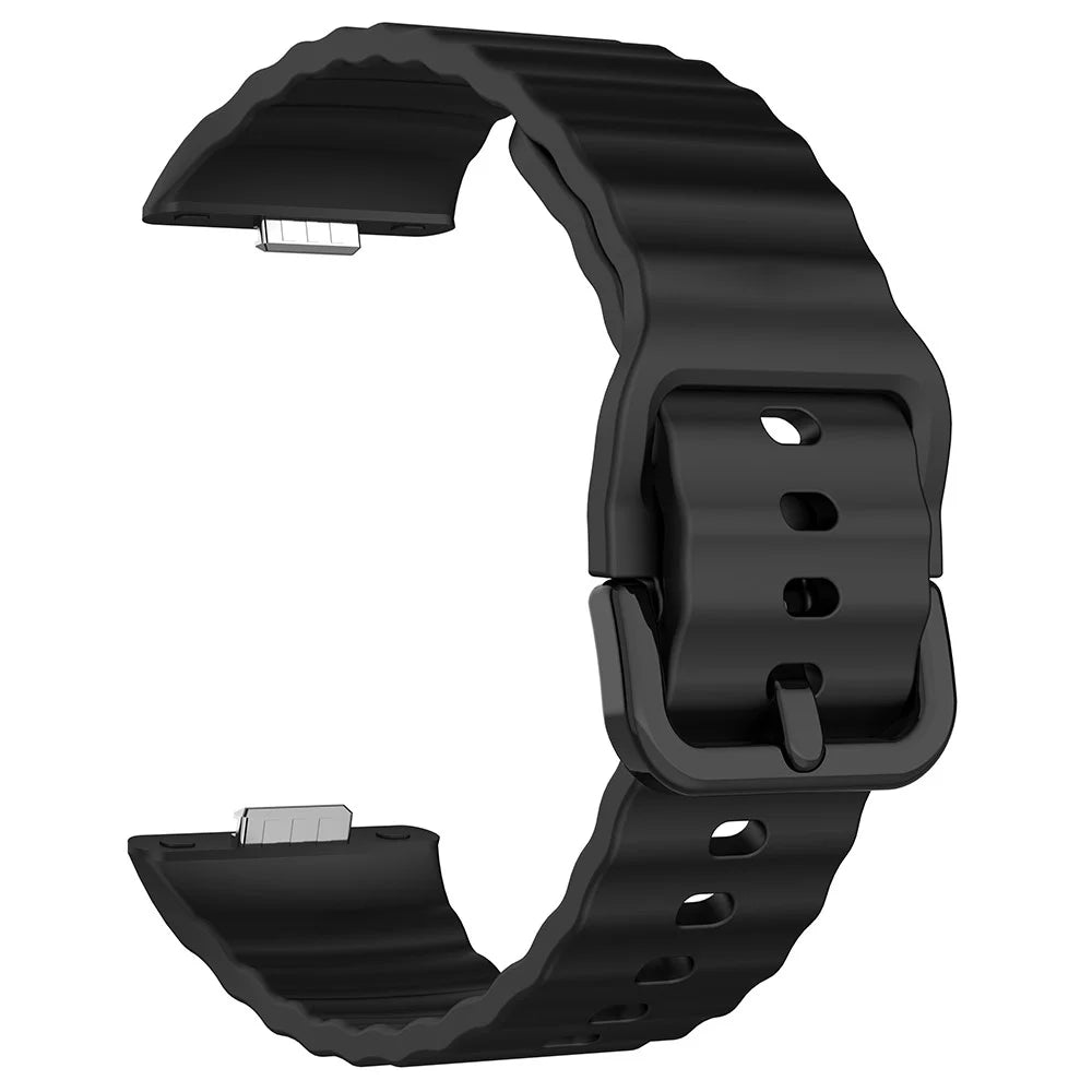 Replacement Silicone Strap for Huawei Watch Fit 3 / 4 / 4 Pro Wave Pattern Smart Watch Wrist Band - Black - 3