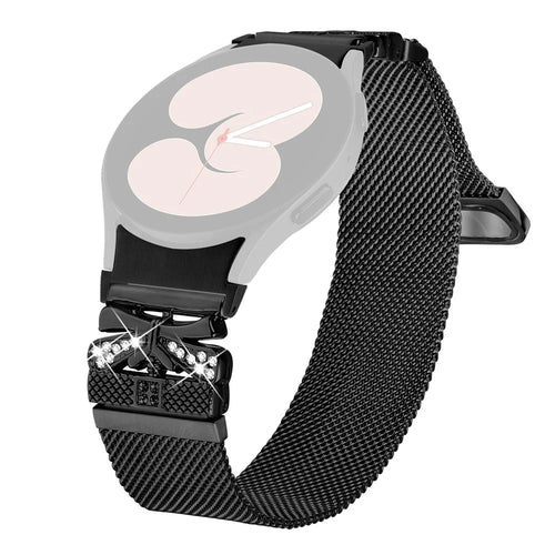Colored Metal Strap with Connector for Samsung Galaxy Watch7 44mm / 40mm Milanese Watch Band Butterfly Decor - Black - 1