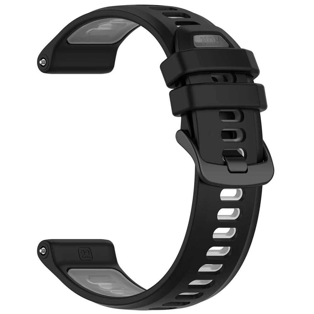 22mm Replacement Strap for Garmin Forerunner 970 / 570 47mm / 265 Silicone Watch Band Multiple Hole Design - Black / Grey - 2