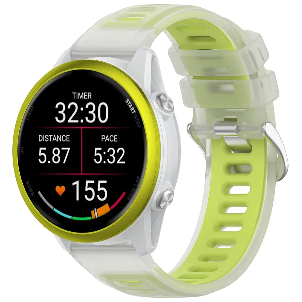 Replacement Strap for Garmin Forerunner 570 47mm  /  970  /  265  /  265 Music  /  Venu 3 Jelly Color Design Soft TPU Watch Band - Clear Lime - 4