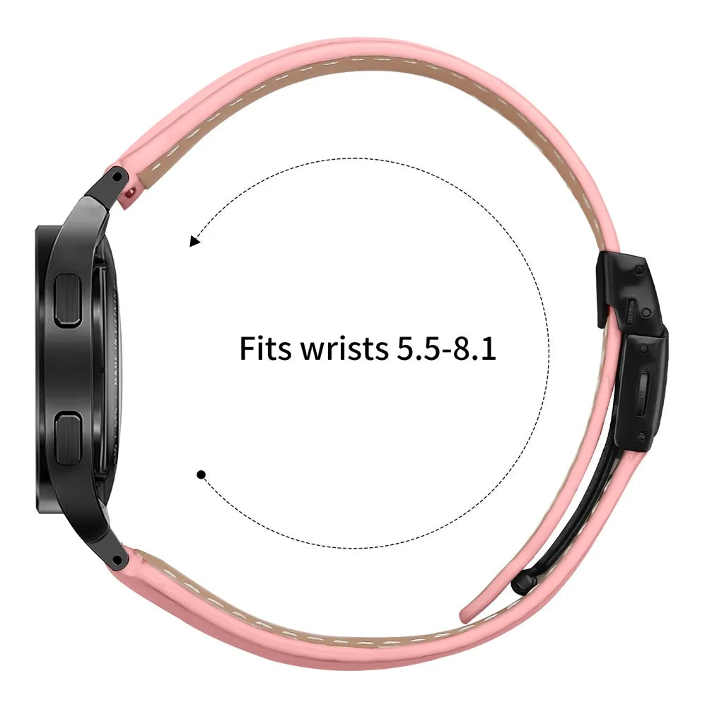Watch Strap for Samsung Galaxy Watch7 / 6 / 6 Classic / 5 Pro / 5 / 4 Classic / 4 / FE Litchi Texture Leather Band with Black Buckle - Pink - 6