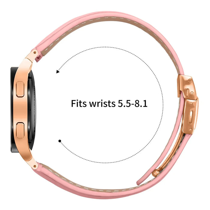 Watch Strap for Samsung Galaxy Watch7 / 6 / 6 Classic / 5 Pro / 5 / 4 Classic / 4 / FE Litchi Texture Leather Band with Rose Gold Buckle - Pink - 6