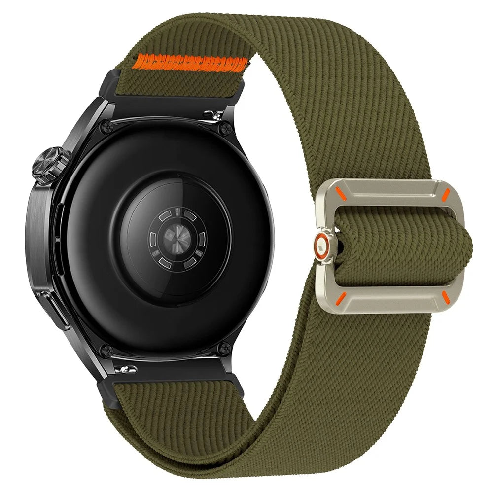 For Samsung Galaxy Watch7 44mm / 40mm Nylon Watch Band 20mm Elastic Wrist Strap - Dark Army Green - 1