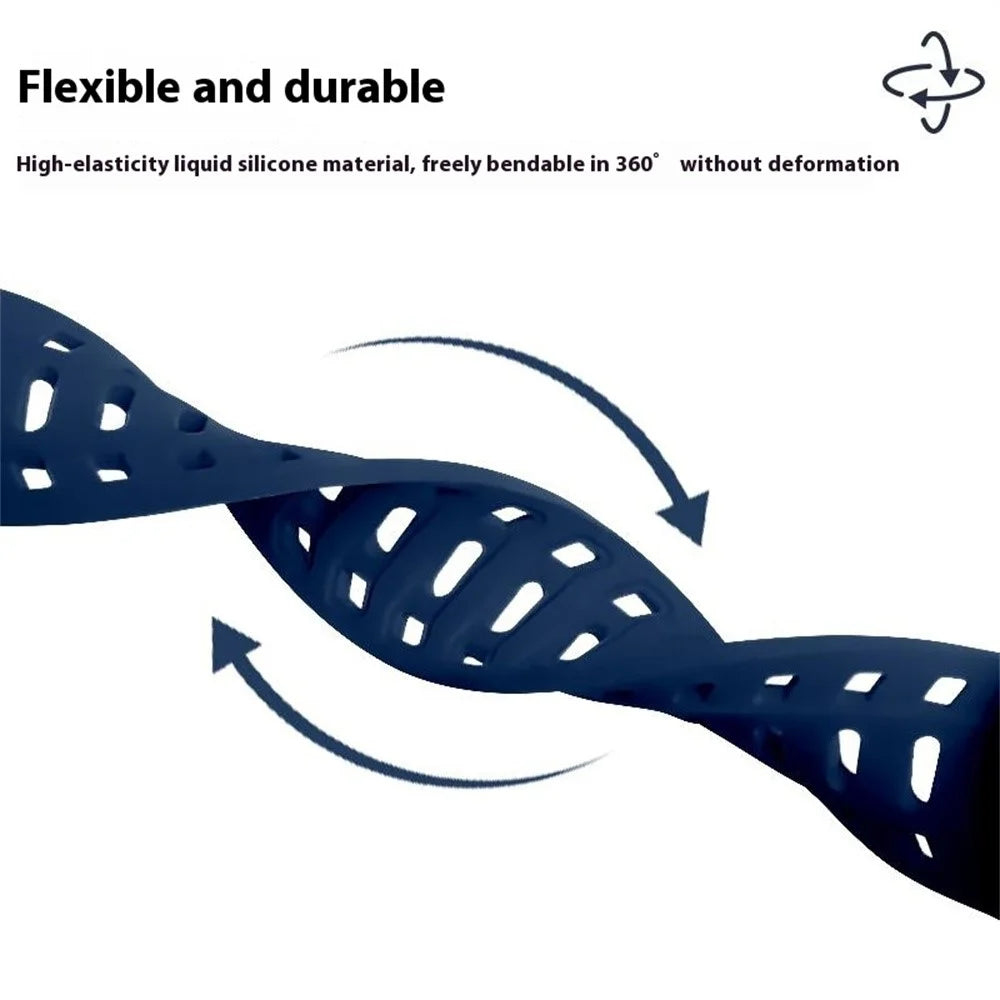 Silicone Band for Apple Watch Ultra 3 2 1 49mm / Series 11 10 46mm / 9 8 7 45mm / SE3 SE2 SE 6 5 4 44mm / 3 2 1 42mm Adjustable Watch Strap - Black - 3