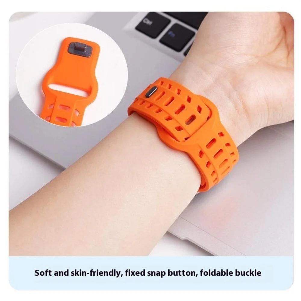 Silicone Band for Apple Watch Ultra 3 2 1 49mm / Series 11 10 46mm / 9 8 7 45mm / SE3 SE2 SE 6 5 4 44mm / 3 2 1 42mm Adjustable Watch Strap - Black - 4