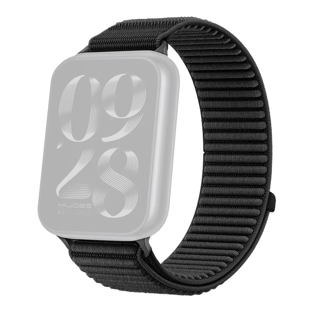 For Xiaomi Smart Band 10 Pro / 9 Pro / 8 Pro / Redmi Watch 6 / 5 / 4 Wrist Strap Magic Tape Nylon Woven Watch Band - Black - 1