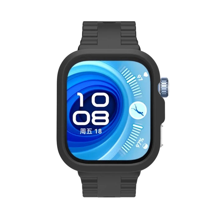 For Huawei Watch Fit 4 Pro Protective Case with Silicone Replacement Watch Band - Black - 3