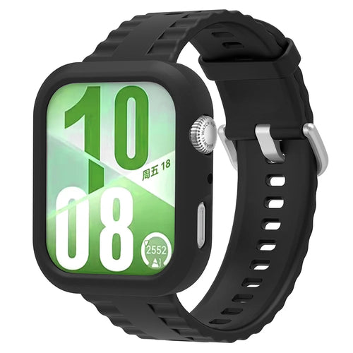 For Huawei Watch Fit 4 Protective Case with Silicone Replacement Watch Band - Black - 1