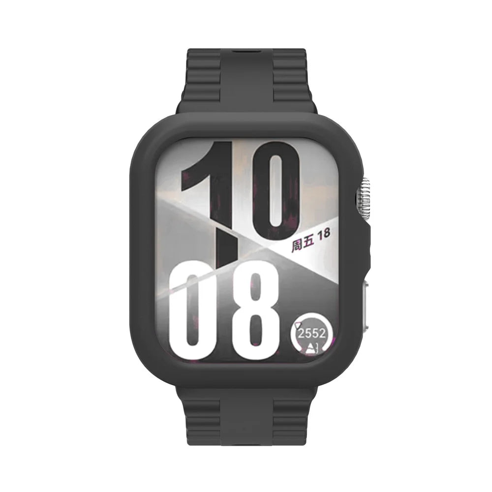 For Huawei Watch Fit 4 Protective Case with Silicone Replacement Watch Band - Black - 3