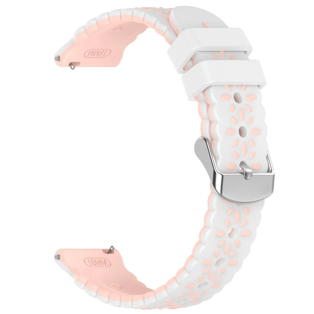 20mm Silicone Strap for Samsung Galaxy Watch7 44mm / 6 / 5 / 4 / 4 Classic Sunflower Pattern Dual Color Watch Band - White / Pink - 2