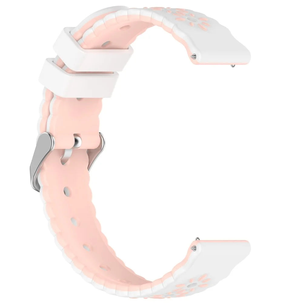20mm Silicone Strap for Samsung Galaxy Watch7 44mm / 6 / 5 / 4 / 4 Classic Sunflower Pattern Dual Color Watch Band - White / Pink - 3