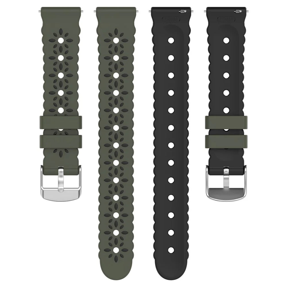 20mm Silicone Strap for Samsung Galaxy Watch7 44mm / 6 / 5 / 4 / 4 Classic Sunflower Pattern Dual Color Watch Band - White / Pink - 5