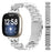 Watch Strap for Fitbit Versa 3 / Sense Silver Metal Band D-Shape Rhinestones Decor 3-Bead - 1
