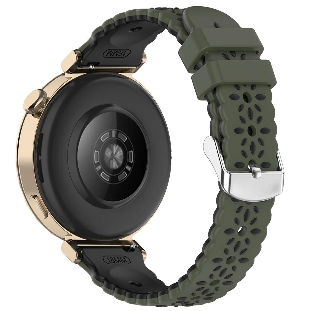 For Samsung Galaxy Watch7 44mm / 40mm Silicone Strap 20mm Sunflower Dual Color Watch Band - Army Green / Black - 1