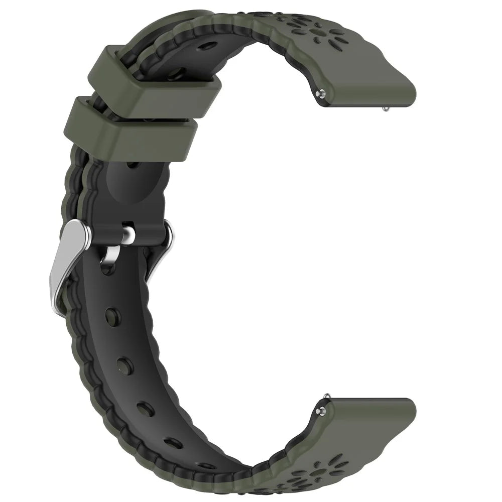 For Samsung Galaxy Watch7 44mm / 40mm Silicone Strap 20mm Sunflower Dual Color Watch Band - Army Green / Black - 2