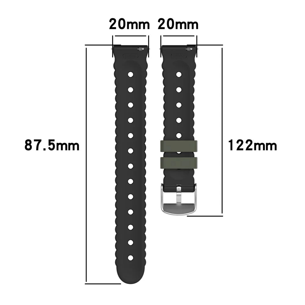 For Samsung Galaxy Watch7 44mm / 40mm Silicone Strap 20mm Sunflower Dual Color Watch Band - Army Green / Black - 7