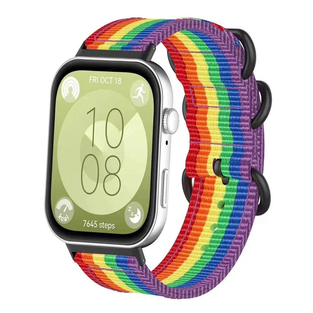 Watch Strap for Huawei Watch Fit 4 Pro / Fit 4 / Fit 3 Nylon Adjustable Wrist Band - Rainbow Color - 2