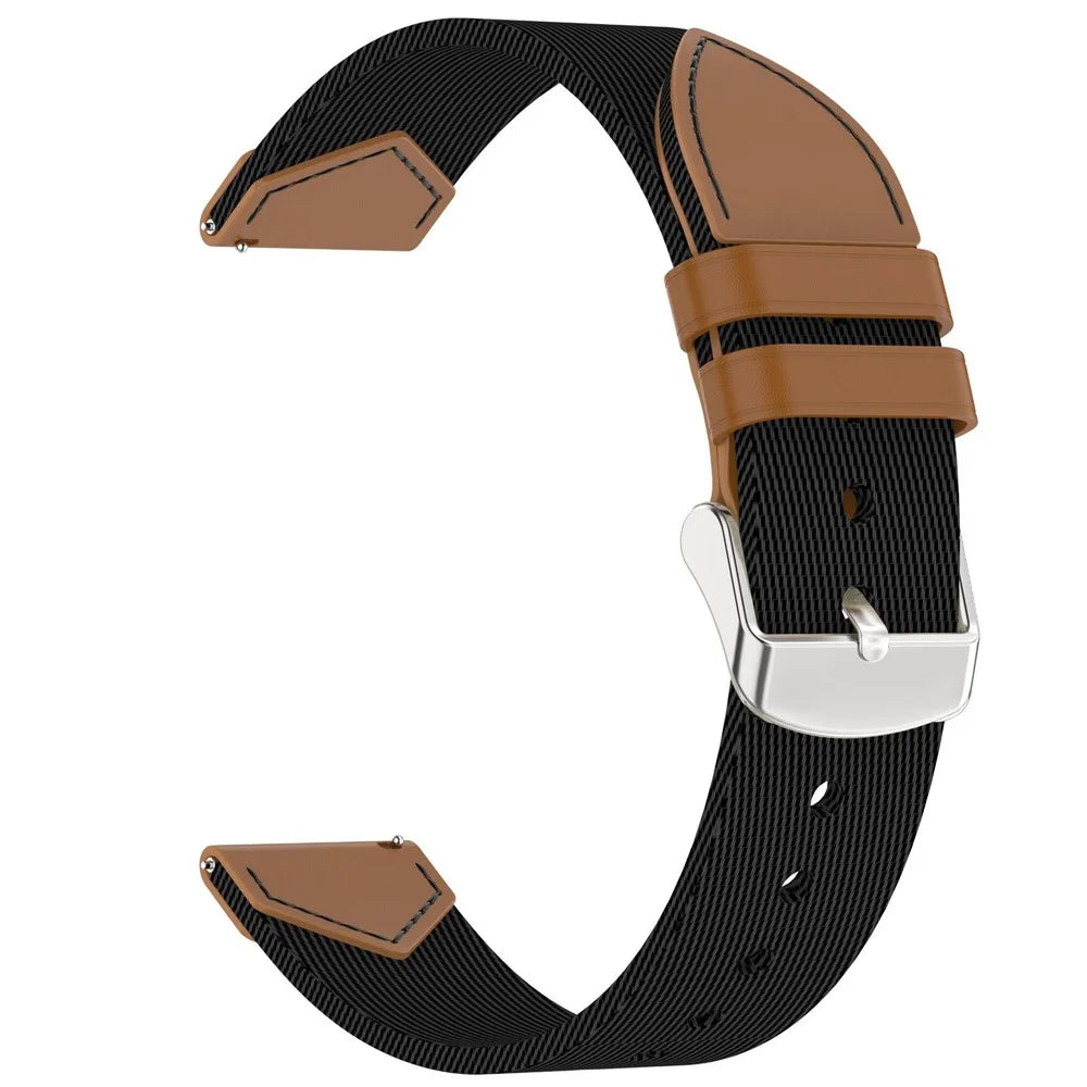 For Huawei Watch GT 5 41mm Watch Strap 18mm Nylon + Leather Adjustable Wrist Band - Black / Brown - 1