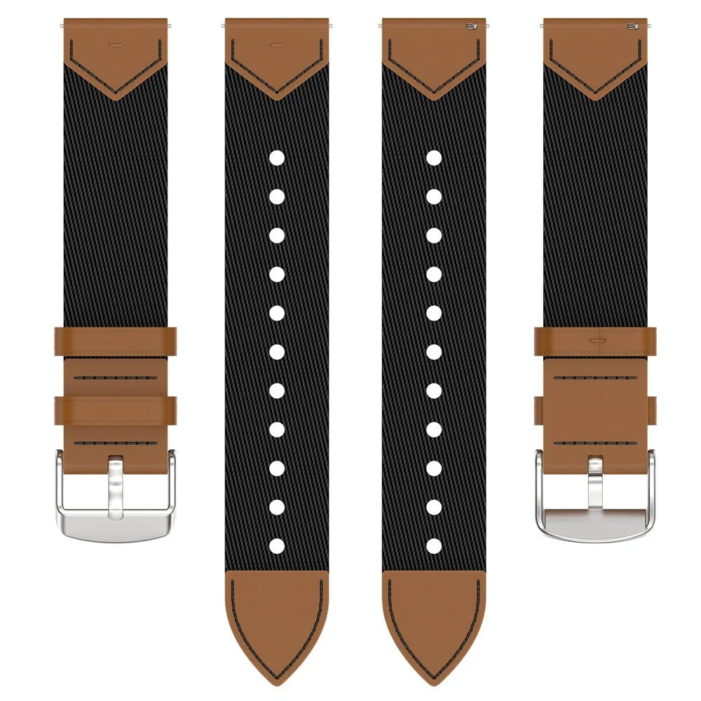 For Huawei Watch GT 5 41mm Watch Strap 18mm Nylon + Leather Adjustable Wrist Band - Black / Brown - 3