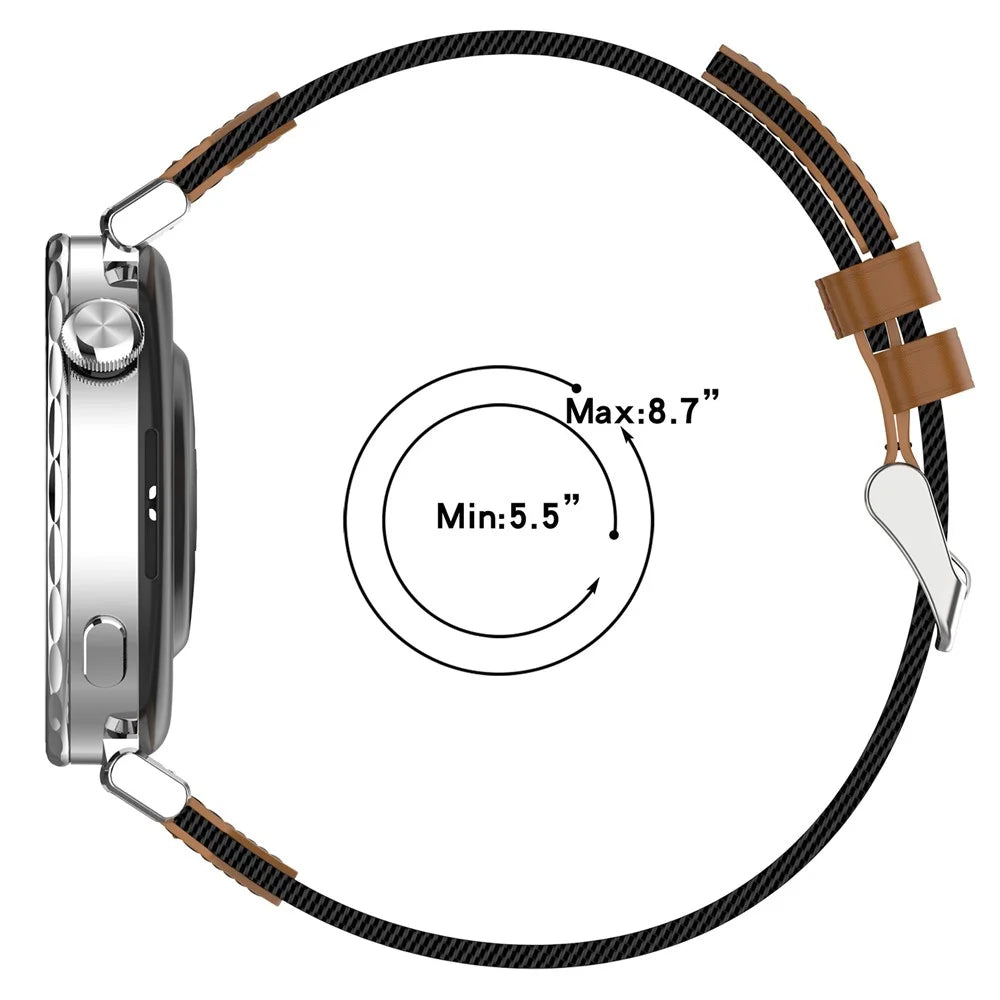 For Huawei Watch GT 5 41mm Watch Strap 18mm Nylon + Leather Adjustable Wrist Band - Black / Brown - 4
