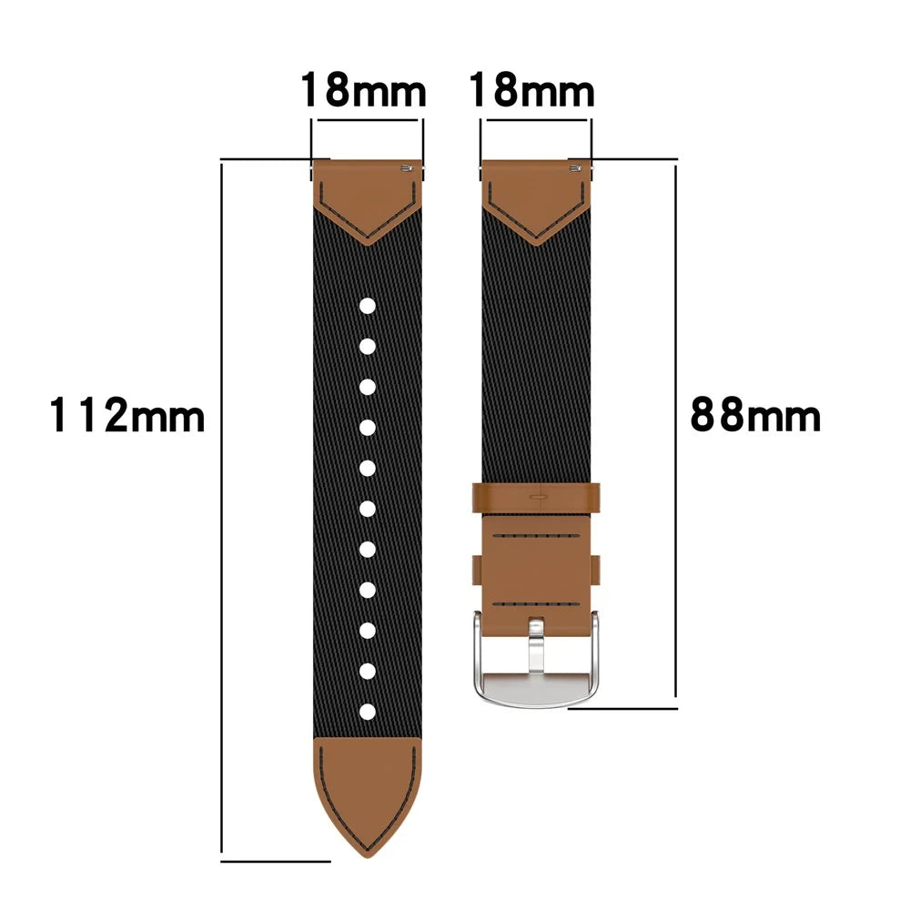 For Huawei Watch GT 5 41mm Watch Strap 18mm Nylon + Leather Adjustable Wrist Band - Black / Brown - 5